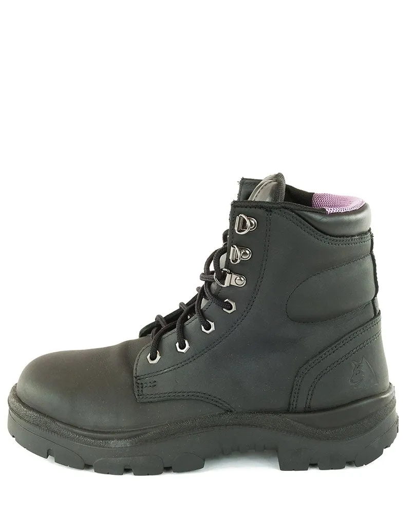 Ladies Argyle Lace Up Safety Boot - Black