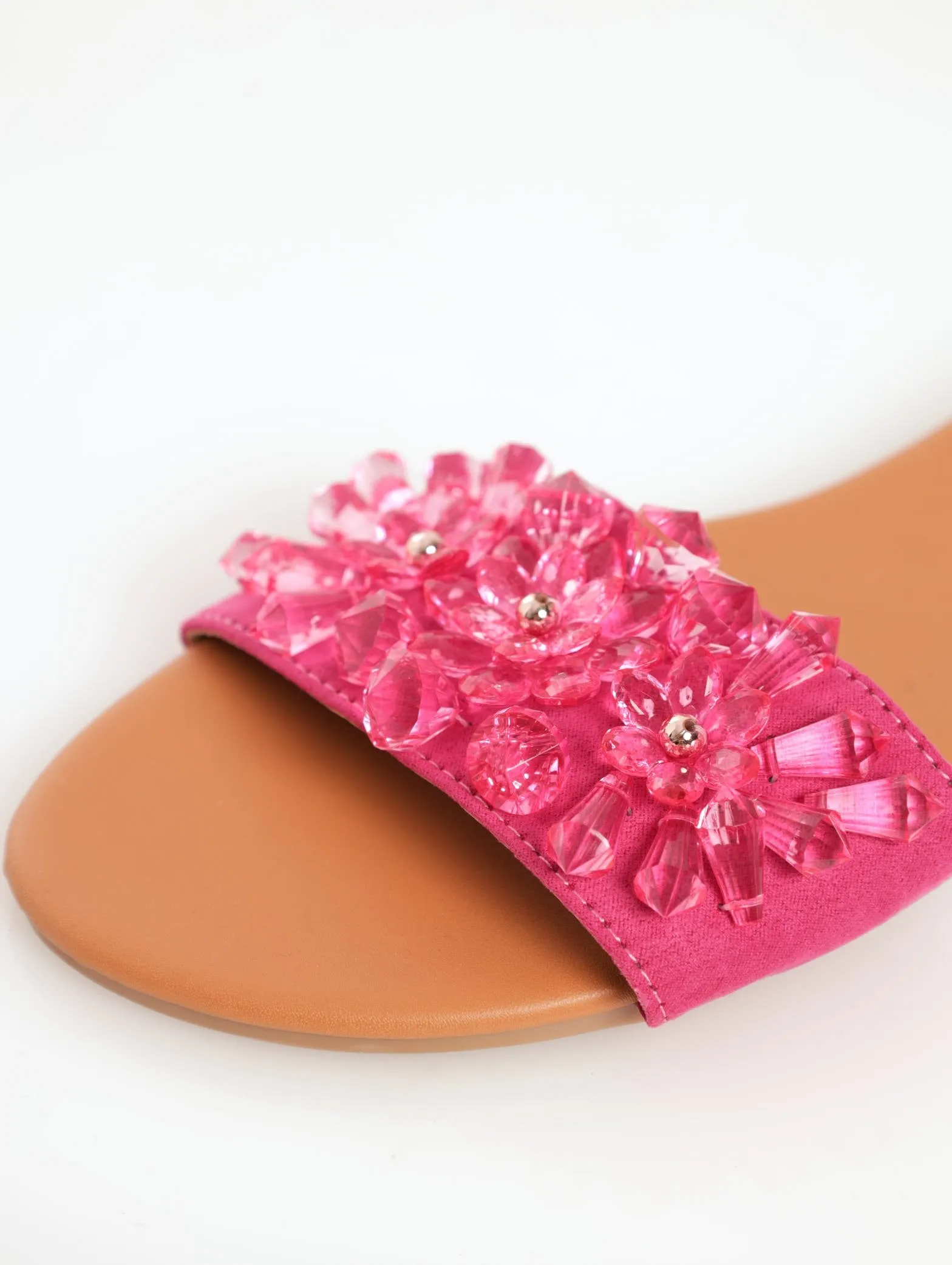 Ladies Beaded Party Mule Sandal With Gold Heel