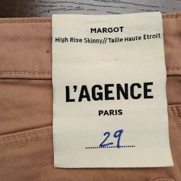 L'agence Margot High Rise Skinny Jenas Womens 29 Camel Cropped Retail $245