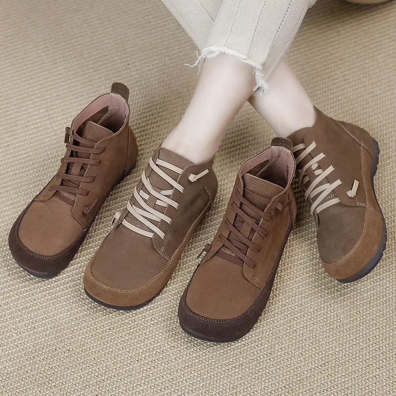 Leather Thick Heel Soft Sole Soft Surface Ankle Boots Comfortable All-match Women's Shoes