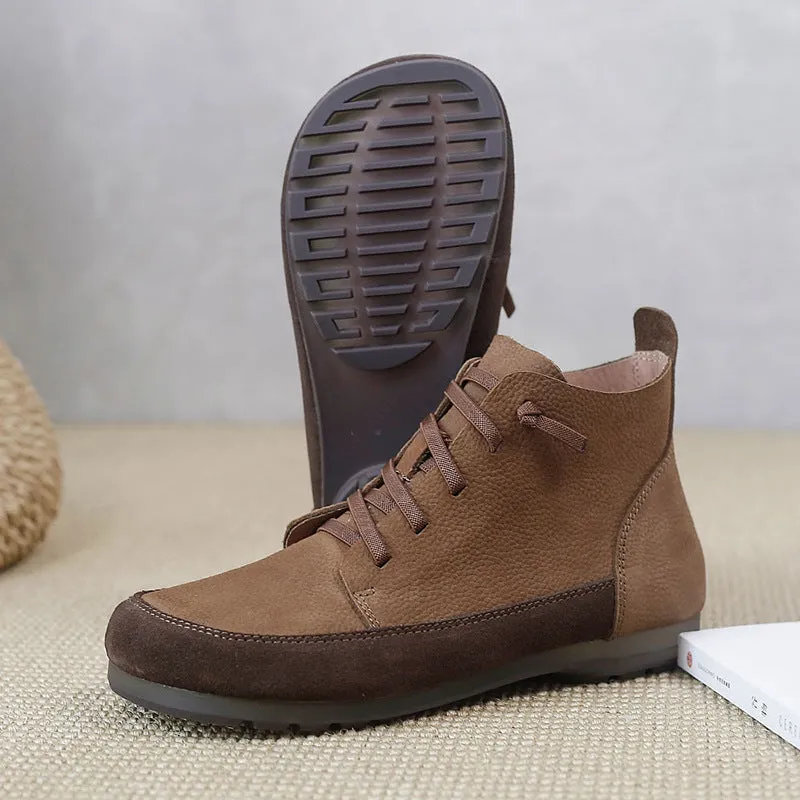 Leather Thick Heel Soft Sole Soft Surface Ankle Boots Comfortable All-match Women's Shoes