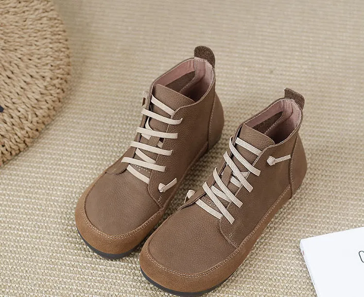 Leather Thick Heel Soft Sole Soft Surface Ankle Boots Comfortable All-match Women's Shoes