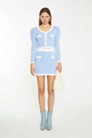 Light Blue White Knitted Top