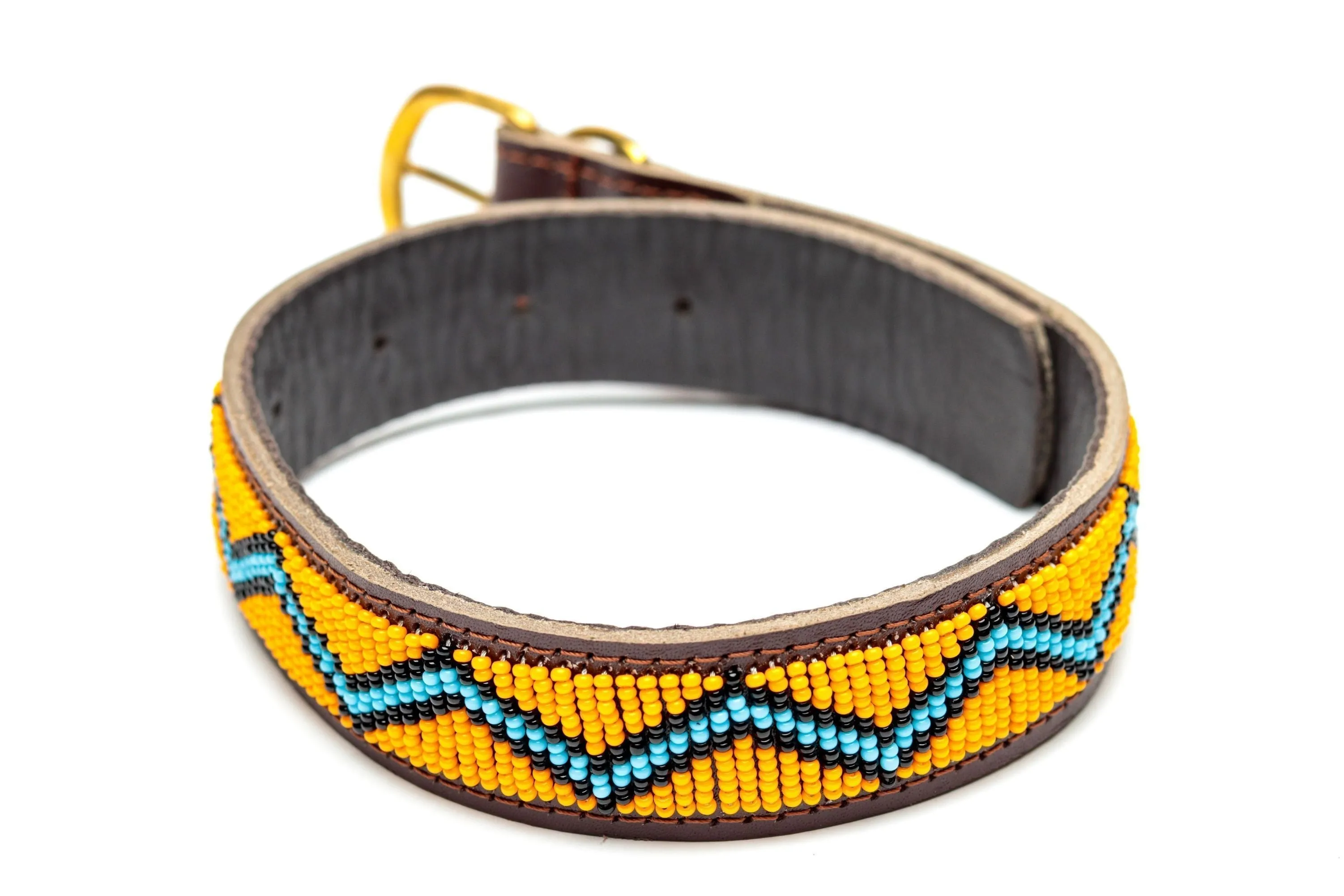 Maasai Beaded Leather Dog Collar