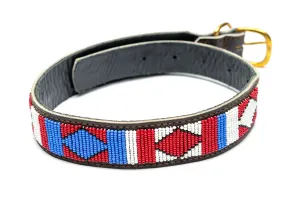 Maasai Beaded Leather Dog Collar