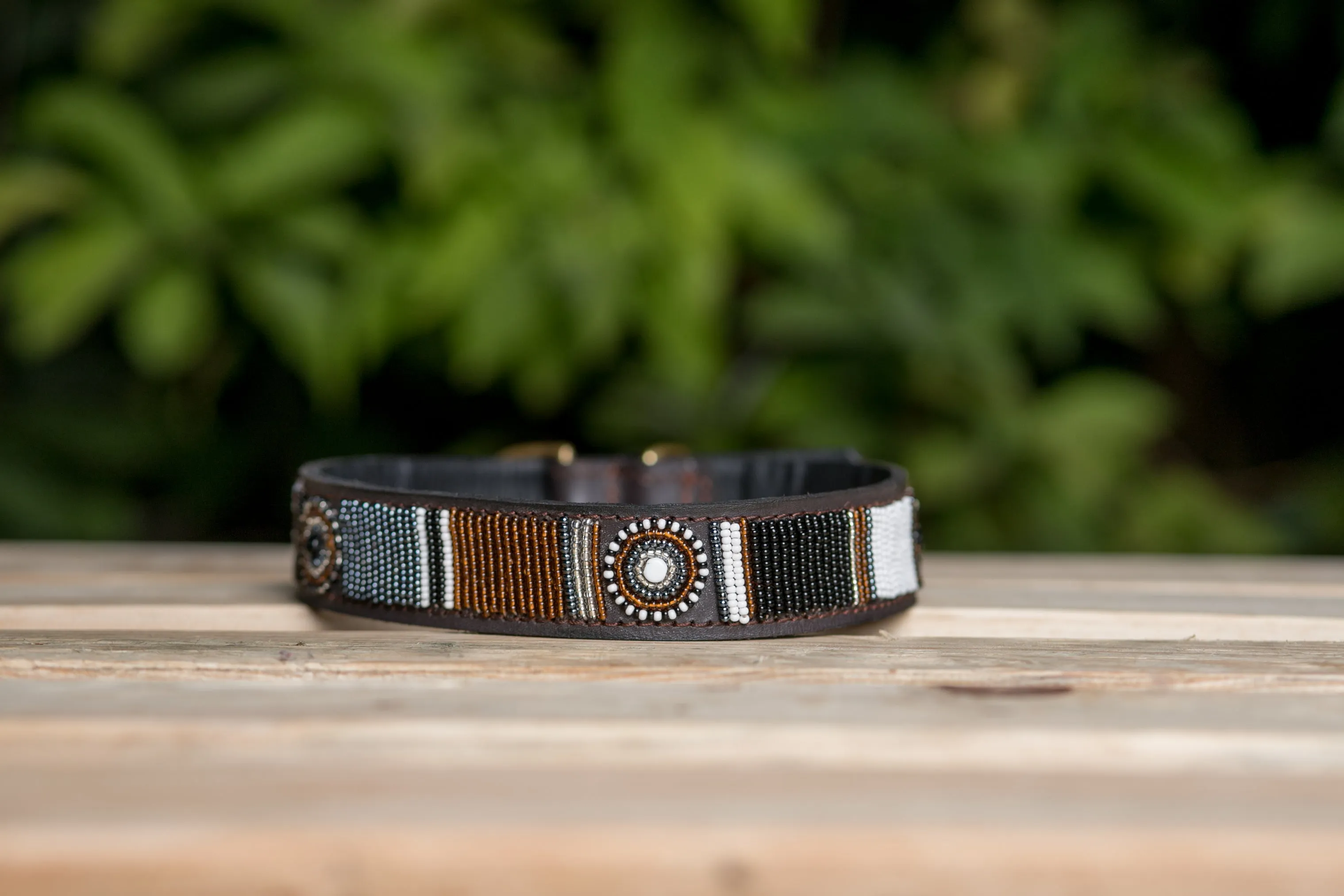 Maasai Beaded Leather Dog Collar