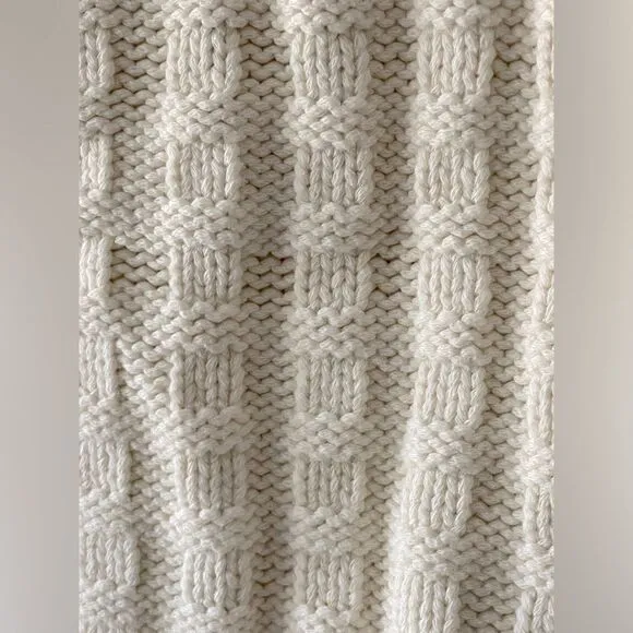 Madewell NWT Checkered Stitch Wedge Sweater Vest Size XS in Antique Cream
