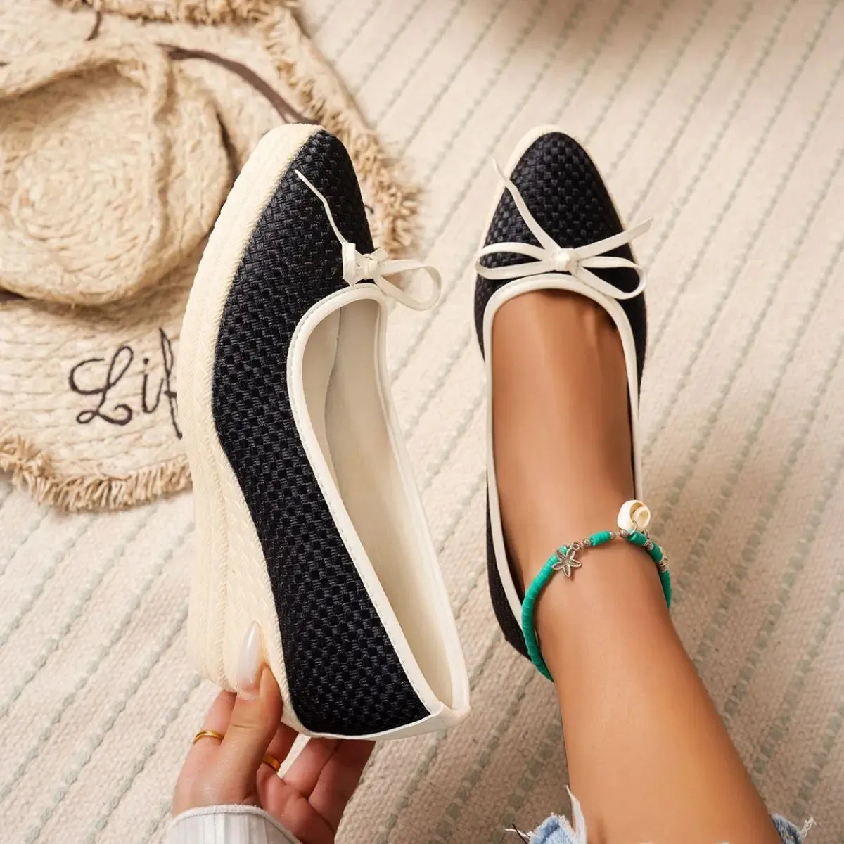 'Manuela' Slip-On Block Heel Wedges