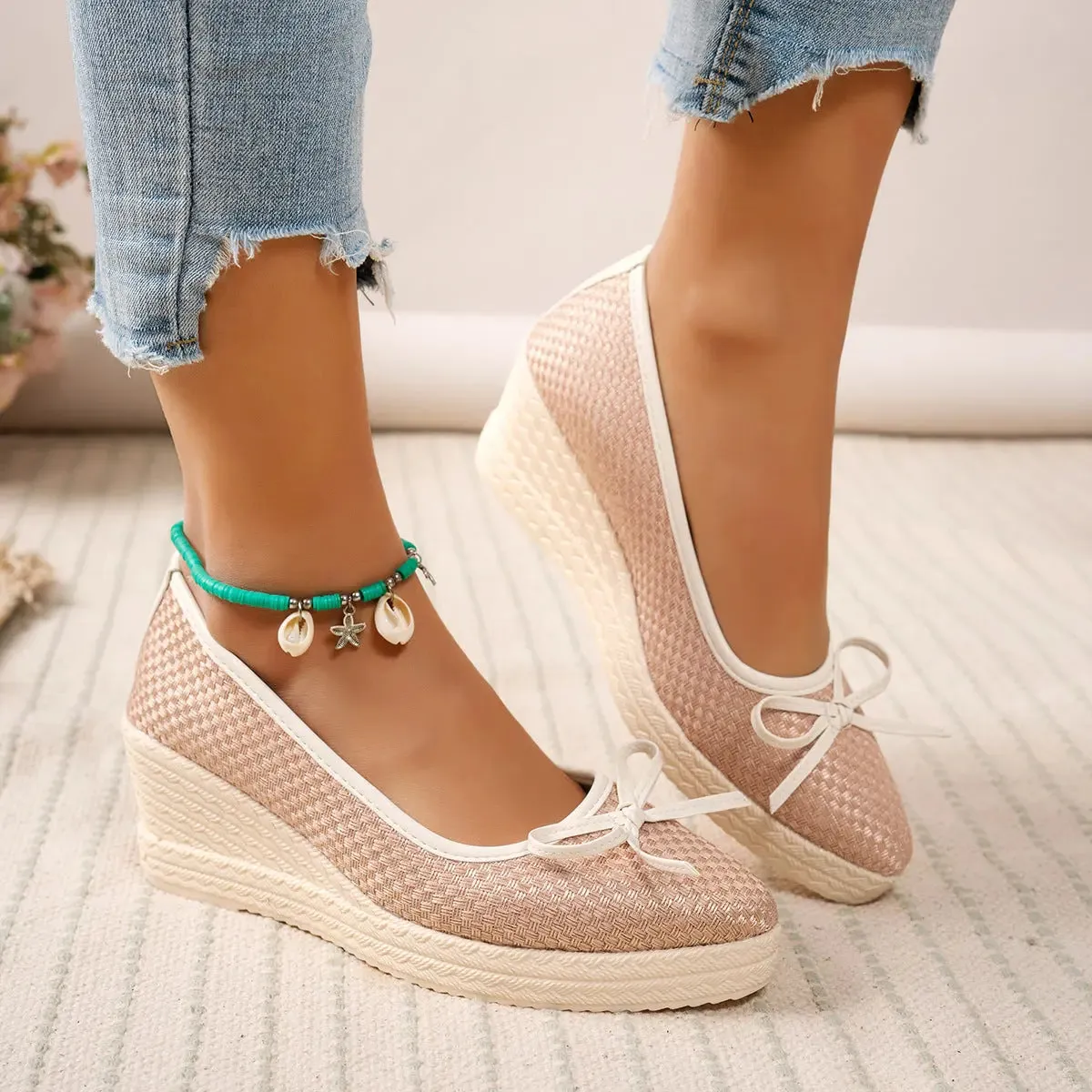 'Manuela' Slip-On Block Heel Wedges