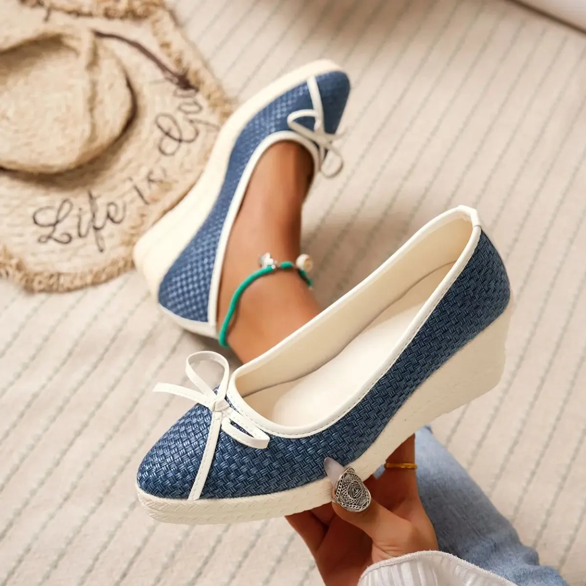 'Manuela' Slip-On Block Heel Wedges