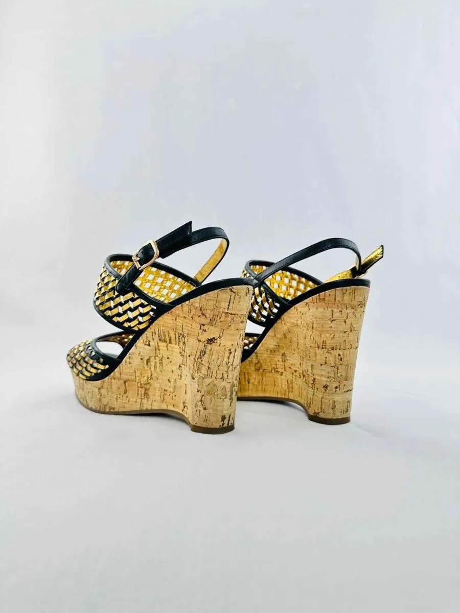 MARC BY MARC JACOBS Cork Gold & Black Woven Wedges 39