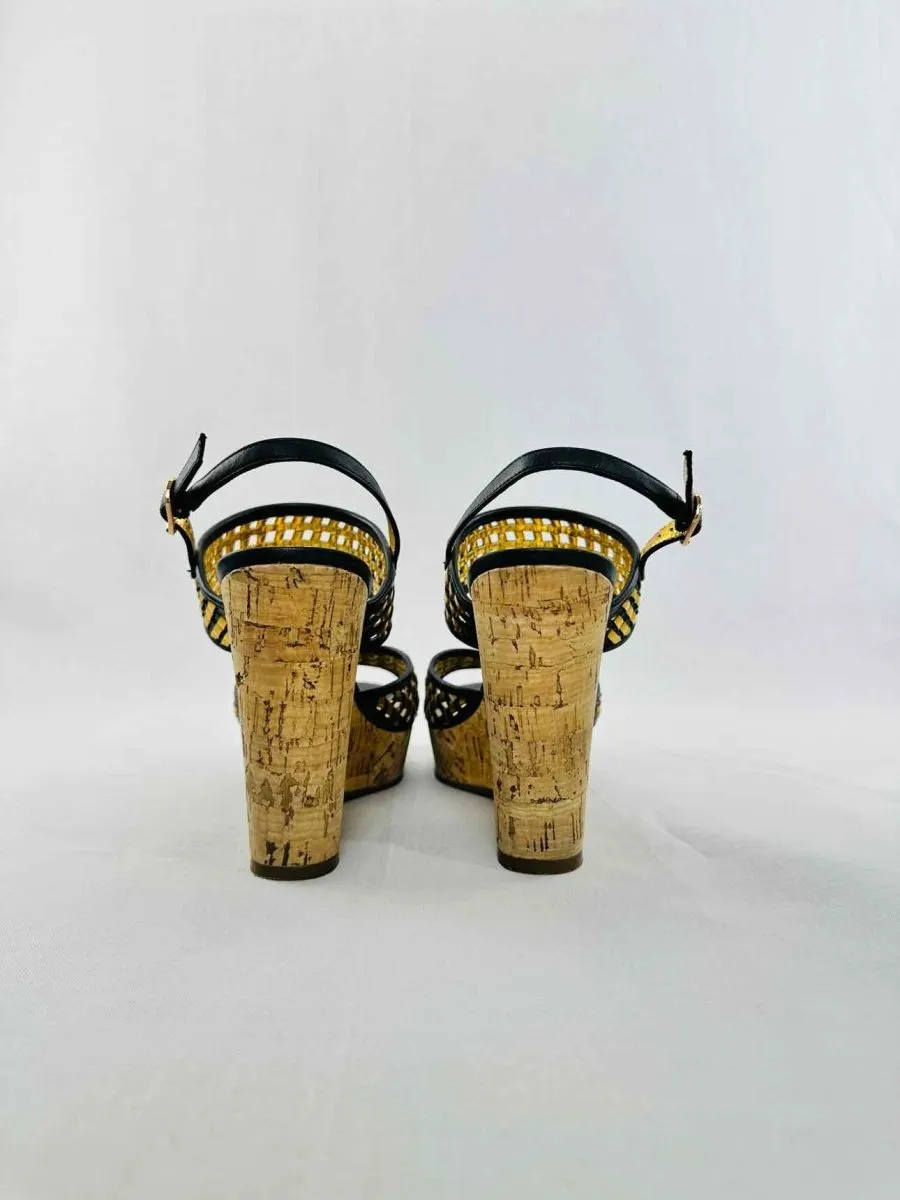 MARC BY MARC JACOBS Cork Gold & Black Woven Wedges 39