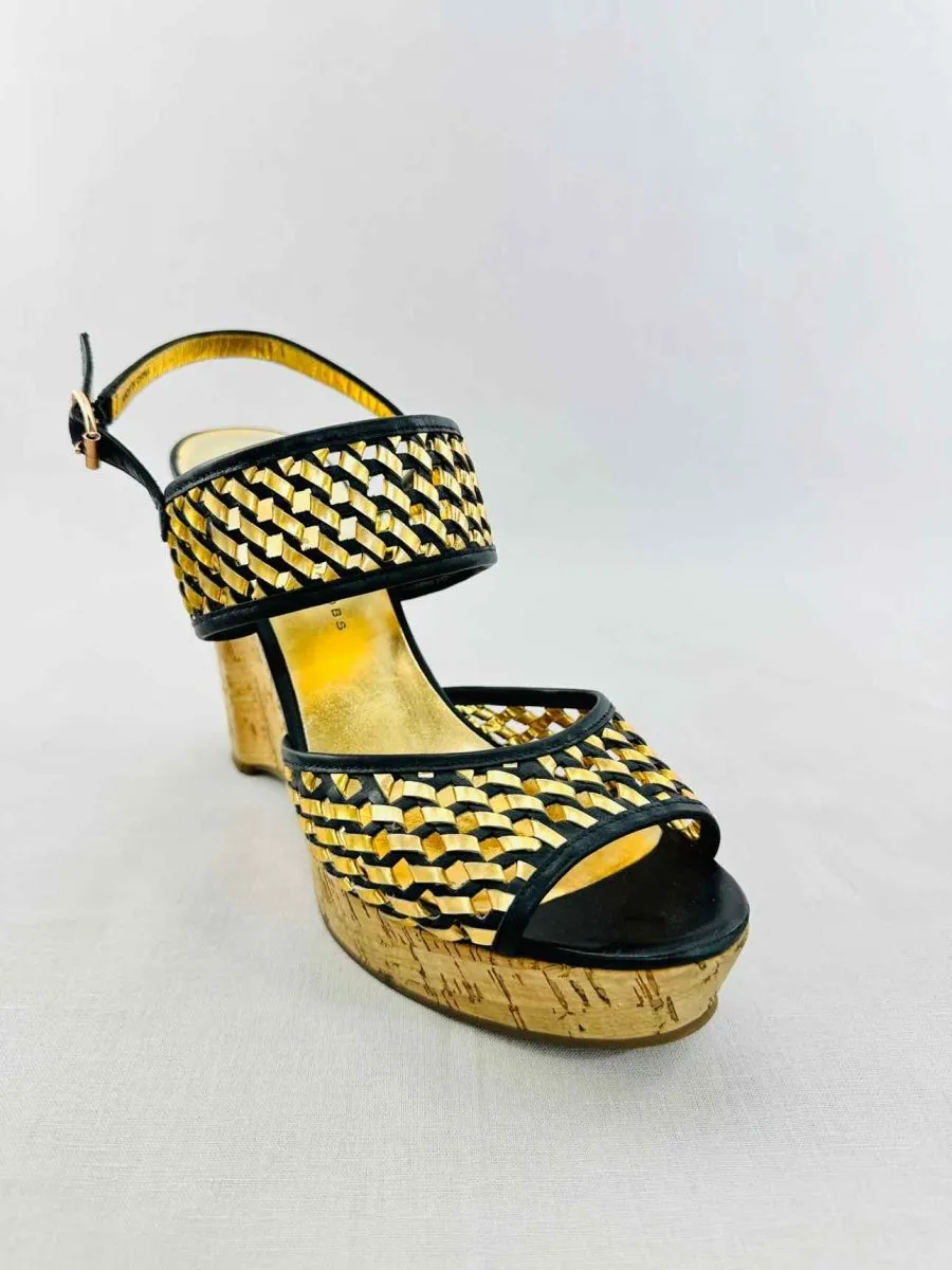 MARC BY MARC JACOBS Cork Gold & Black Woven Wedges 39