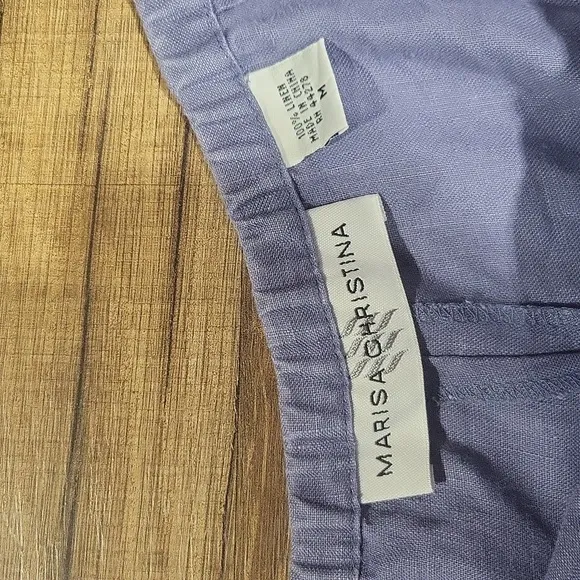 MARISA CHRISTINA Periwinkle Blue Linen Lagenlook 2 Piece Shirt/Jacket &amp; Pants