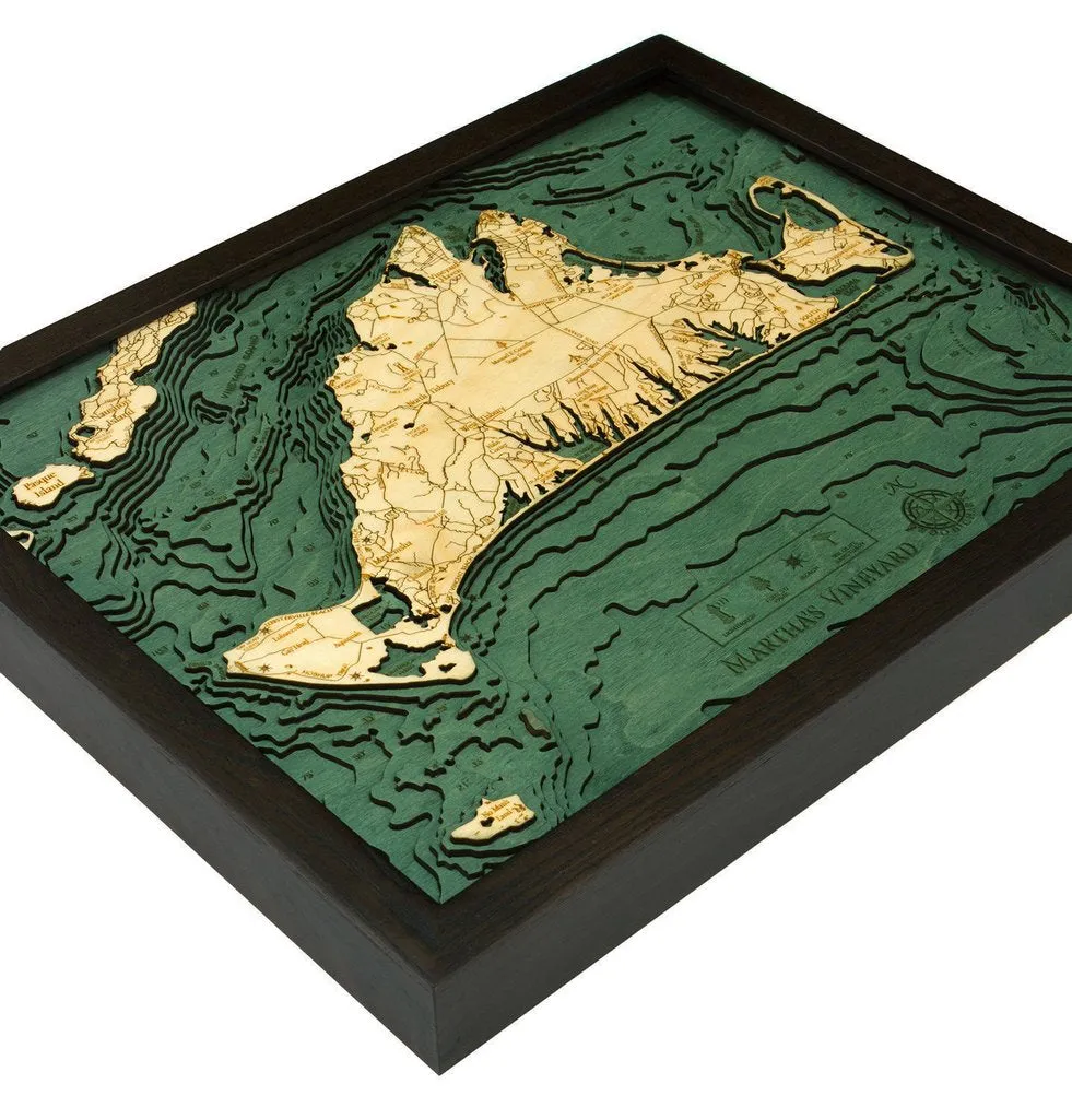 Martha's Vineyard, Massachusetts: Nautical Wood Map