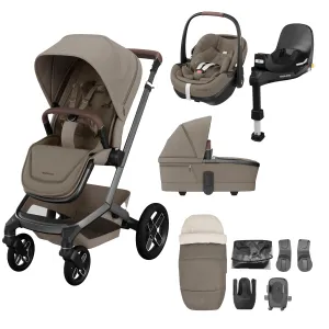 Maxi Cosi FAME 10 Piece Premium Bundle - Twillic Truffle (with Black Wheels)