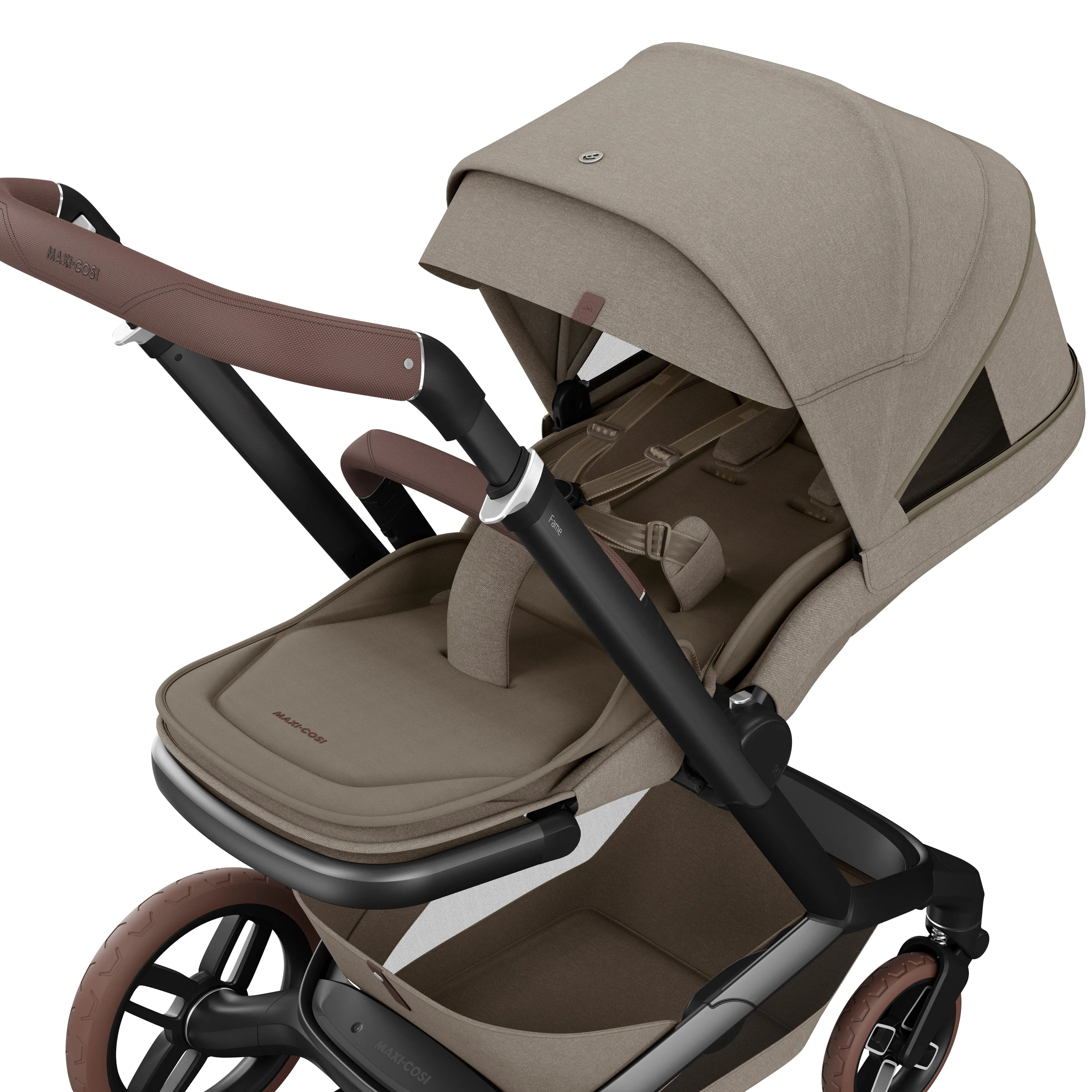 Maxi Cosi FAME 10 Piece Premium Bundle - Twillic Truffle (with Brown Wheels)