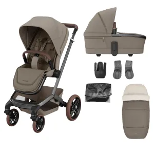 Maxi Cosi FAME 7 Piece Essential Bundle - Twillic Truffle (with Brown Wheels)