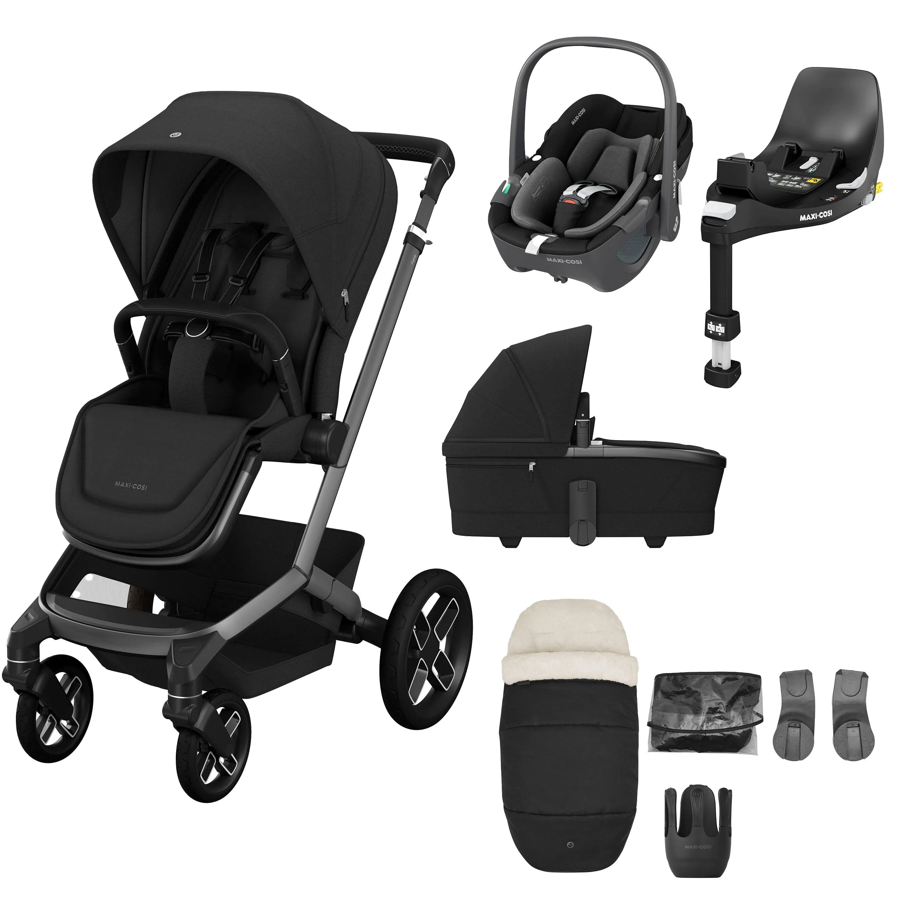 Maxi Cosi FAME 9 Piece Complete Bundle - Twillic Black