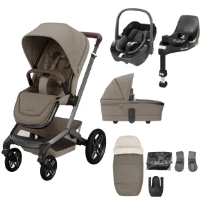 Maxi Cosi FAME 9 Piece Complete Bundle - Twillic Truffle (with Black Wheels)