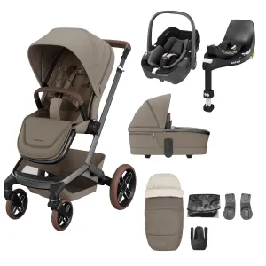 Maxi Cosi FAME 9 Piece Complete Bundle - Twillic Truffle (with Brown Wheels)