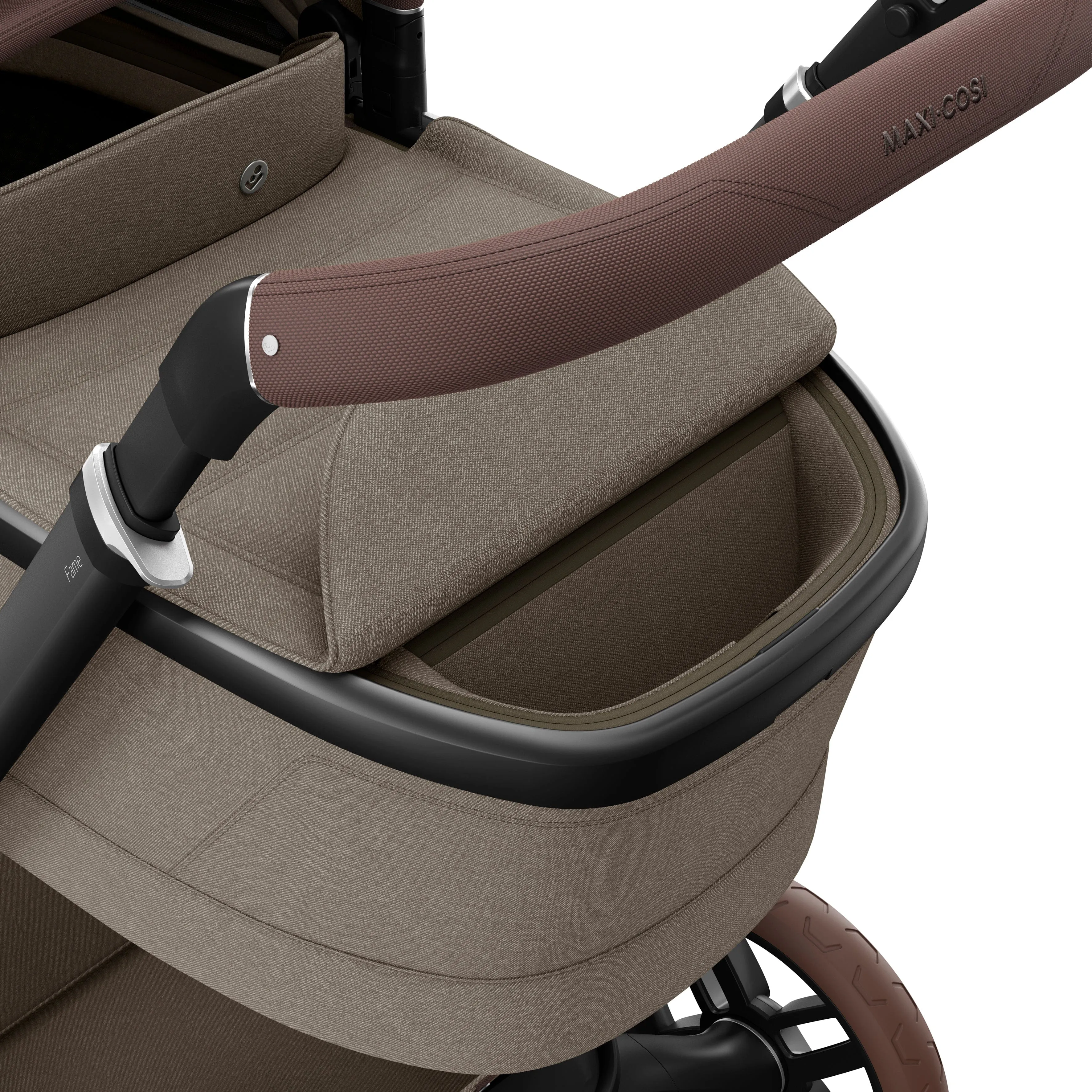 Maxi Cosi FAME Pushchair & Carrycot - Twillic Truffle (with Brown Wheels)