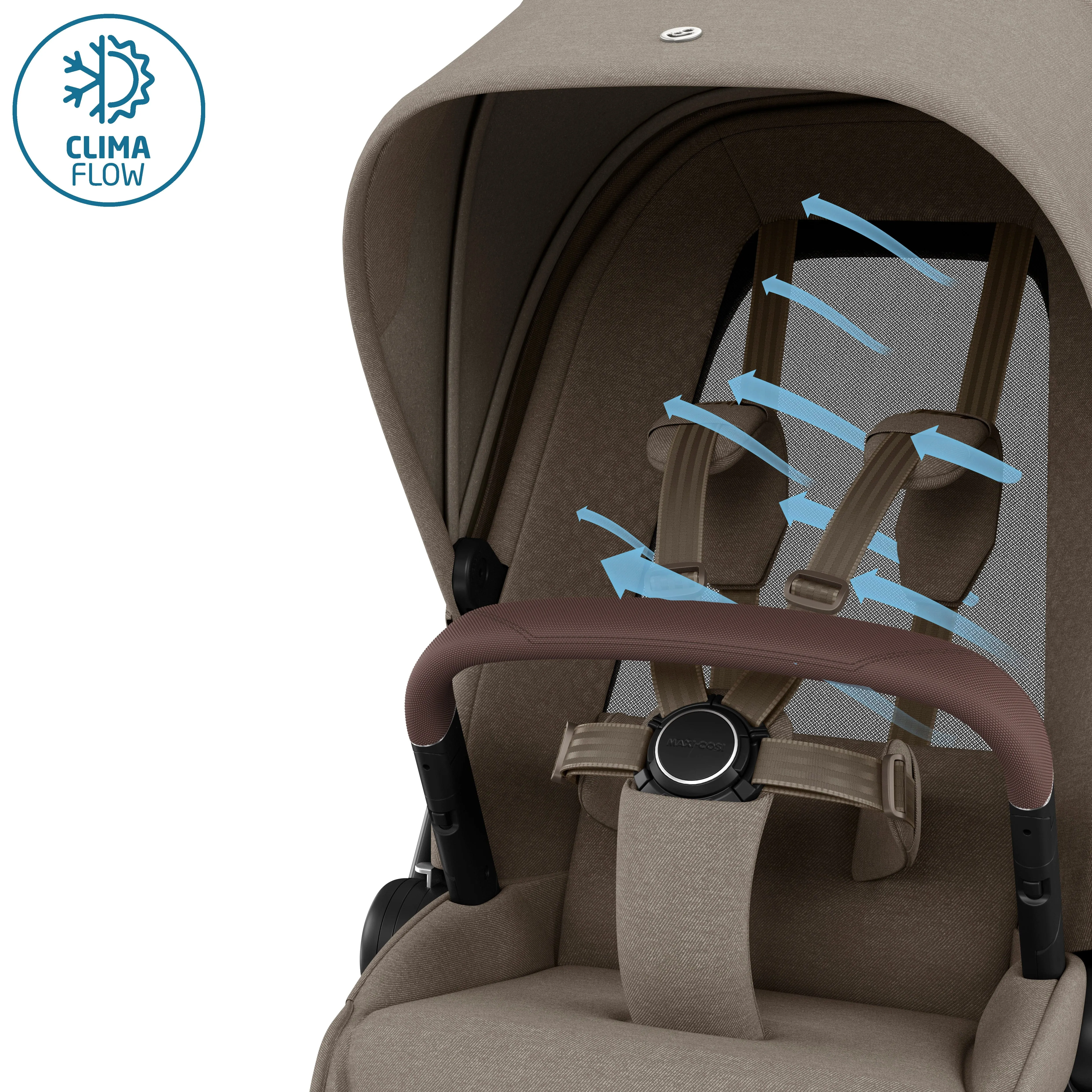 Maxi Cosi FAME Pushchair & Carrycot - Twillic Truffle (with Brown Wheels)