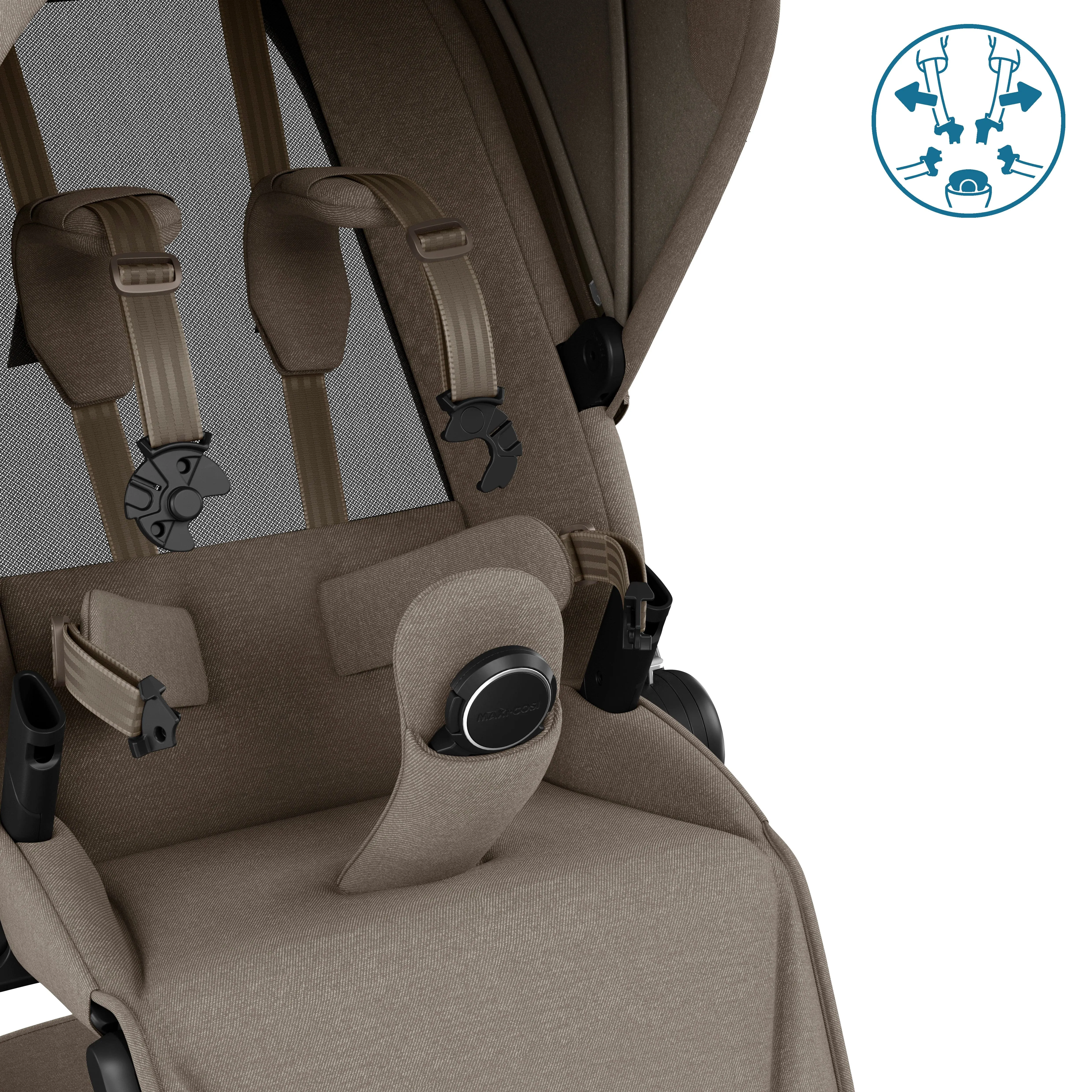 Maxi Cosi FAME Pushchair & Carrycot - Twillic Truffle (with Brown Wheels)