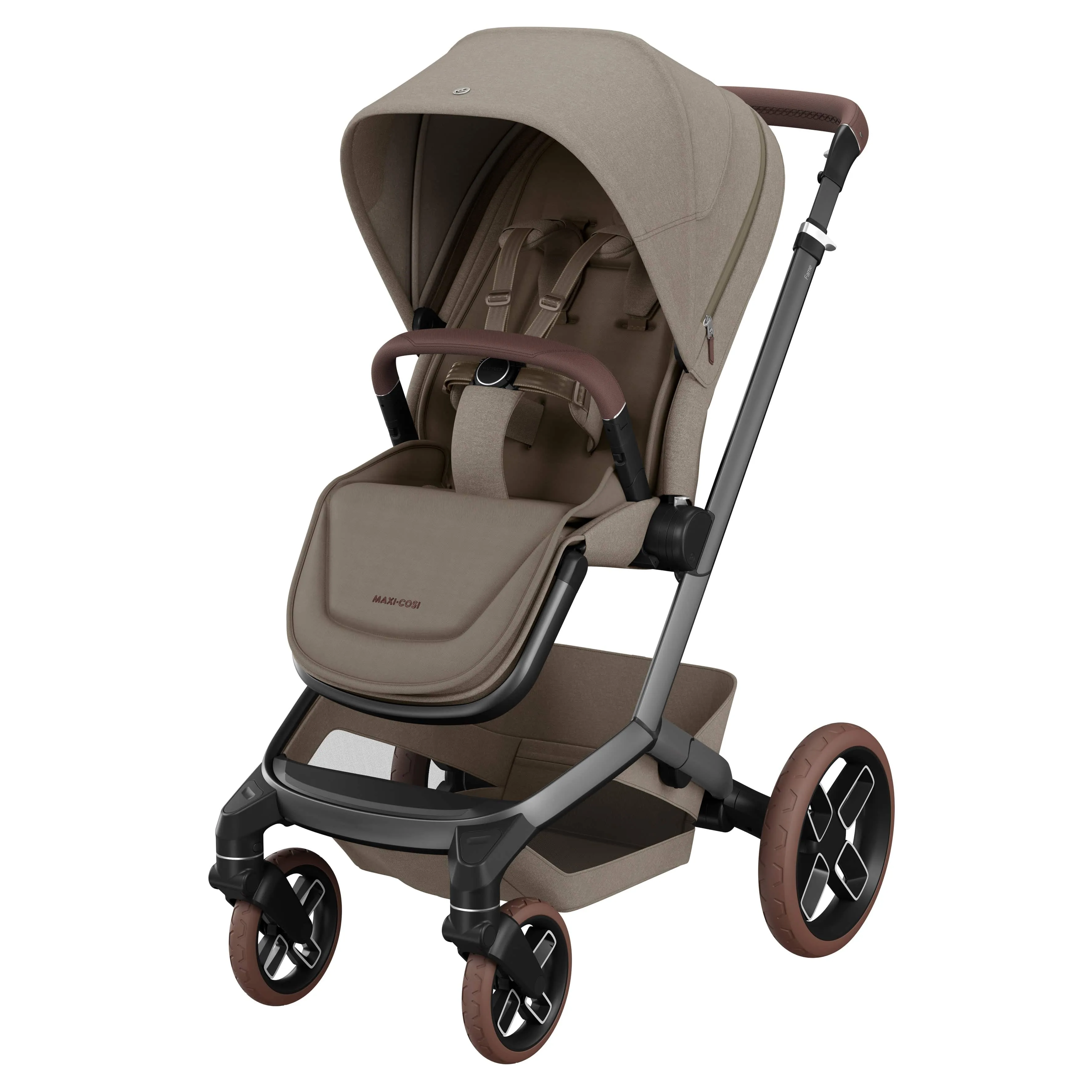 Maxi Cosi FAME Pushchair & Carrycot - Twillic Truffle (with Brown Wheels)