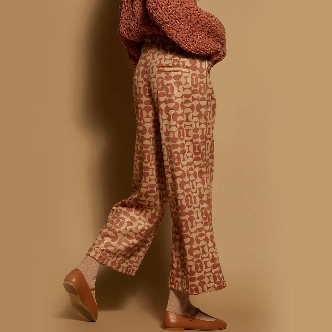 Meisie - Neoprene Cropped Trousers Caramel