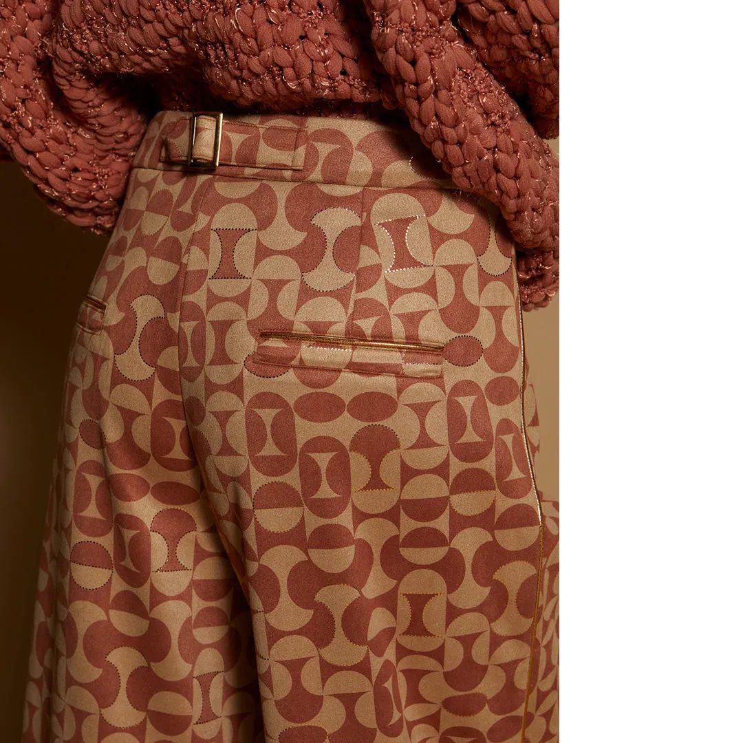 Meisie - Neoprene Cropped Trousers Caramel
