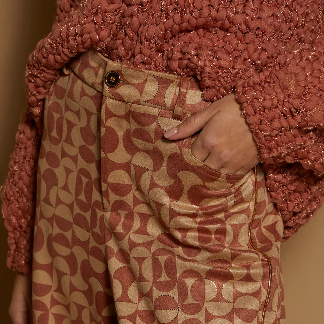 Meisie - Neoprene Cropped Trousers Caramel