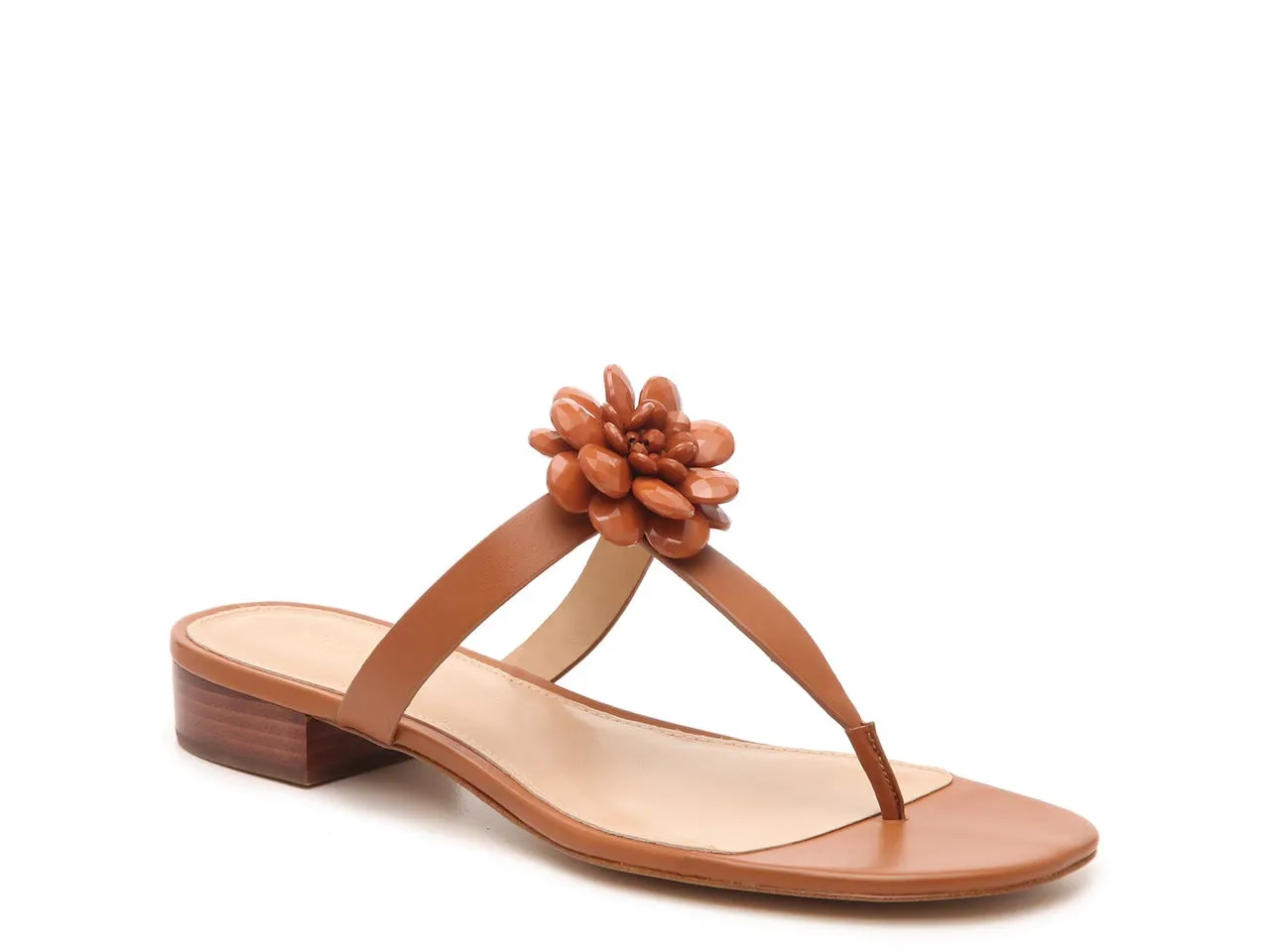 MICHAEL KORS DALIA LEATHER BEADED FLOWER SANDALS