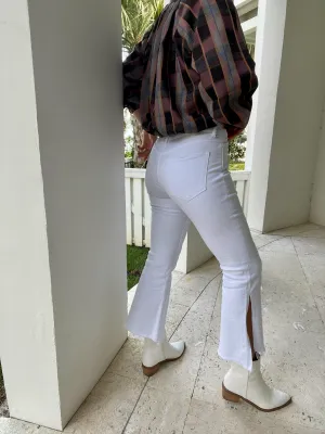 Mid Rise Cropped Kick Flare Denim