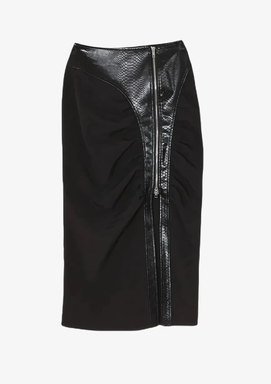 Midnight Ruche Zipper Skirt