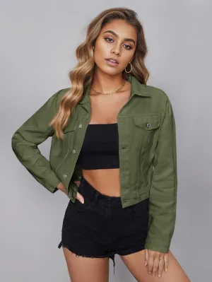 Momentum Cropped Button-Up Jean Jacket