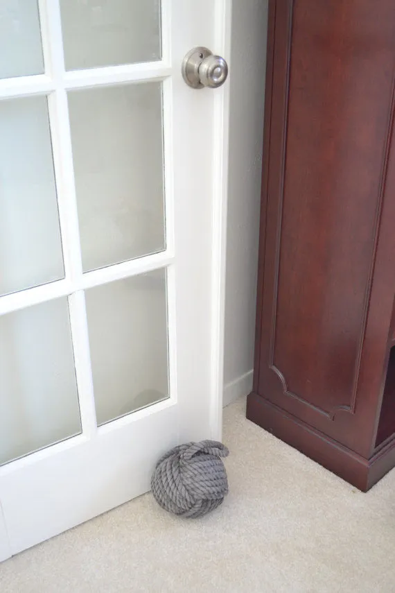 Monkey's Fist Knot Door Stop in Grey