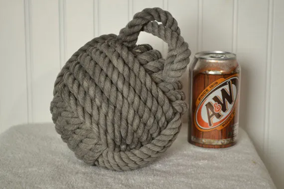 Monkey's Fist Knot Door Stop in Grey