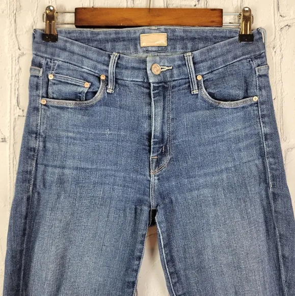 Mother Medium Wash Looker Ankle Fray Girl Crush Skinny Jeans