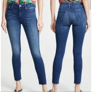 Mother Medium Wash Looker Ankle Fray Girl Crush Skinny Jeans