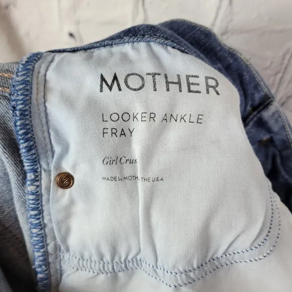 Mother Medium Wash Looker Ankle Fray Girl Crush Skinny Jeans