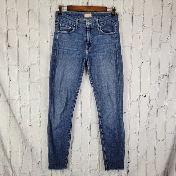 Mother Medium Wash Looker Ankle Fray Girl Crush Skinny Jeans