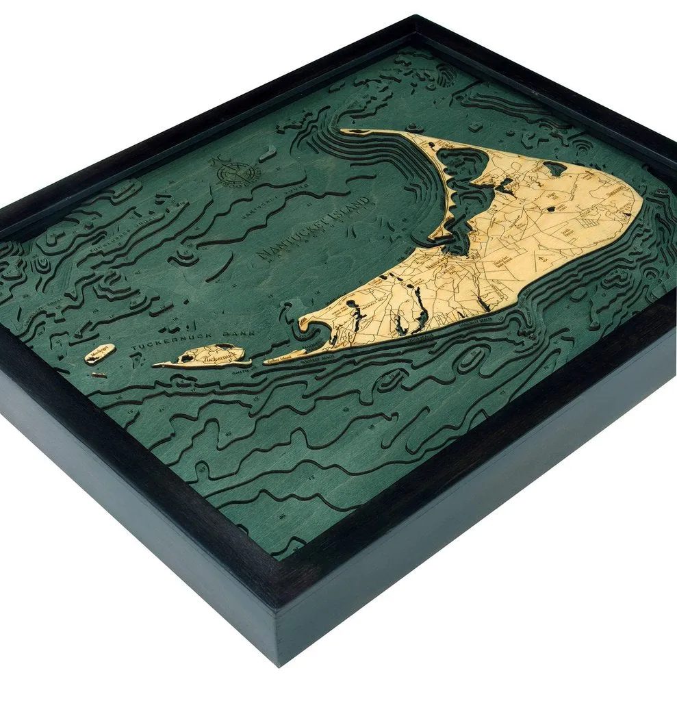 Nantucket Island, Massachusetts: Nautical Wood Map