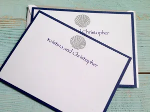 Nautical Note Cards, Nautical Stationery, Shell Note Cards, Nautical Personalized Stationery, Nautical Thank You Notes, Set of 8