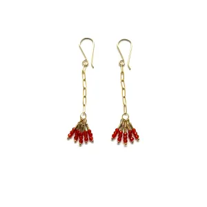 NEW! Carnelian Tiny Fringe and Gold Vermeil Beads Earring by Debbie Fisher