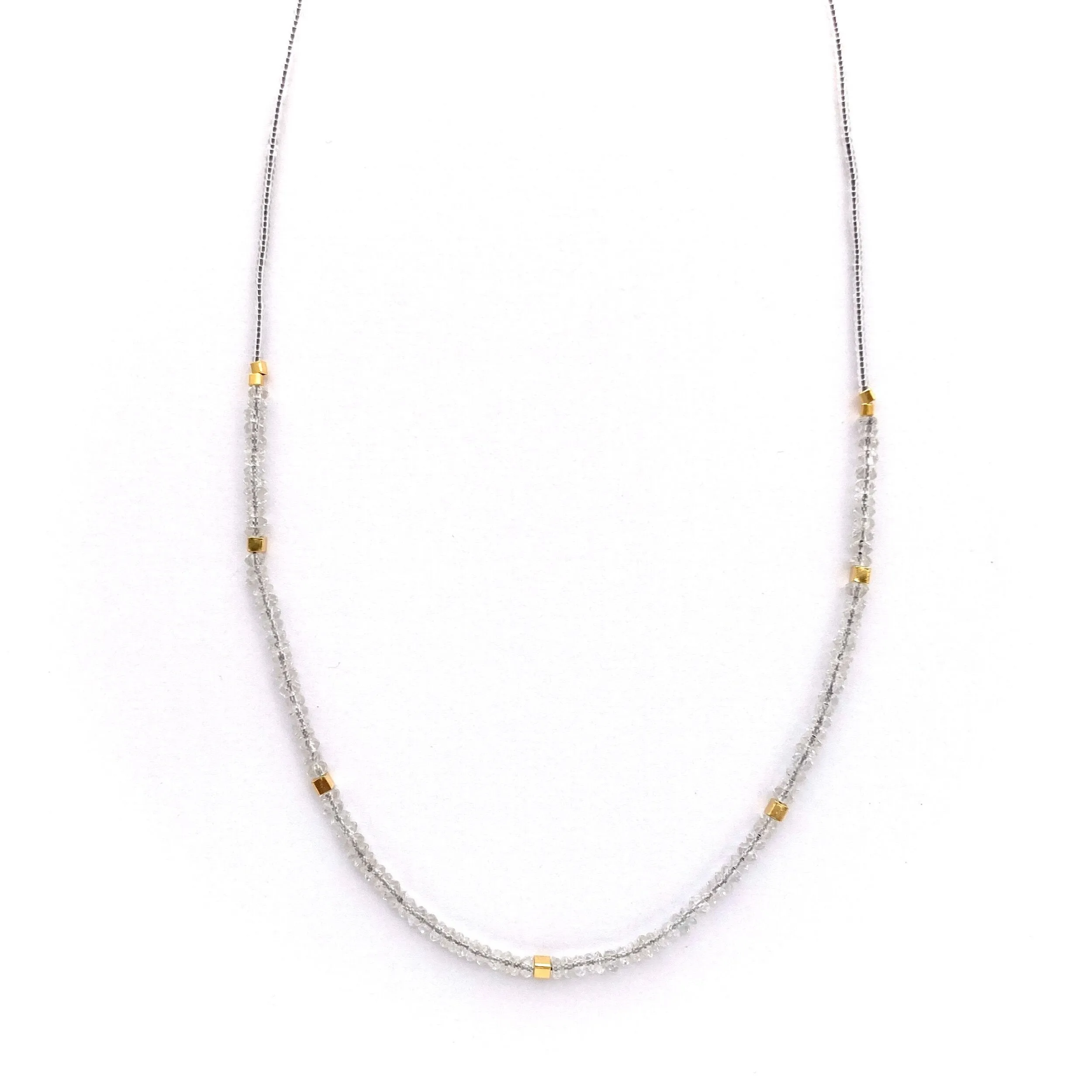 NEW! Clear Quartz and Seed with Gold Vermeil Beaded Necklace by Debbie Fisher