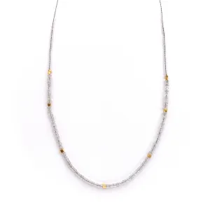 NEW! Clear Quartz and Seed with Gold Vermeil Beaded Necklace by Debbie Fisher