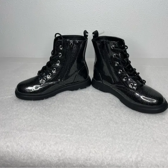 New DV by Dolce Vita Girl’s Colada Black Sparkle Ankle Boot size 5