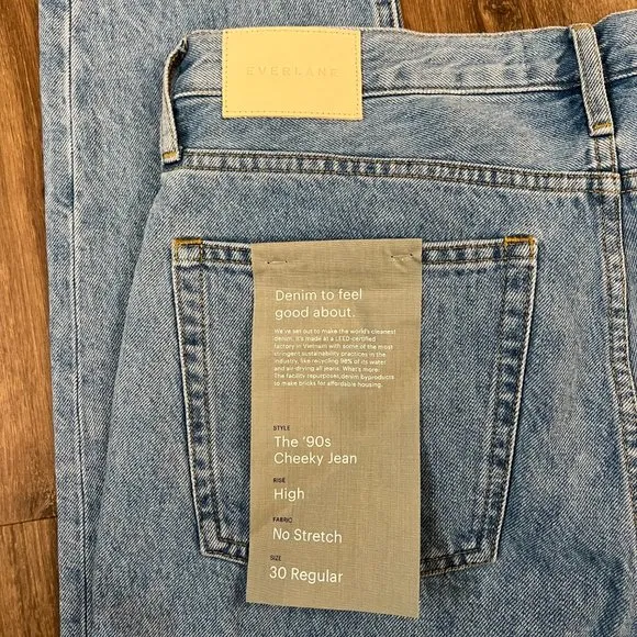 NEW Everlane The ’90s Cheeky Jean Raw Hem Sz 30