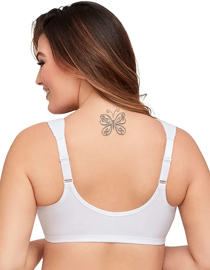 New Glamorise Women's Plus Size Wonderwire Front-Close Bra Underwire, White, Sz 42D! Retails $63 